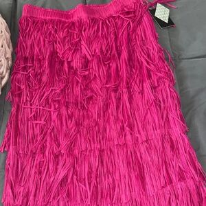 Pink Fringe Skirt (2X)